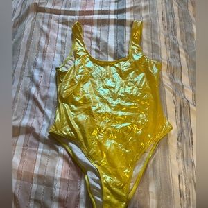 Yellow metallic, liquidated, aerobic/swimsuit